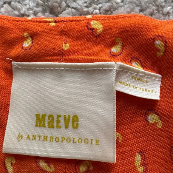 Maeve Anthropologie Ceresco Peasant top floral blouse orange boho XS - Picture 3 of 7